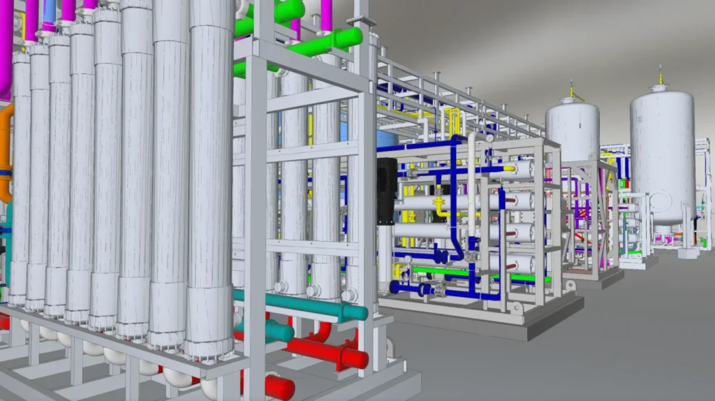 3D de Vista de skids - planta WTP en CCGT de Ostroleka