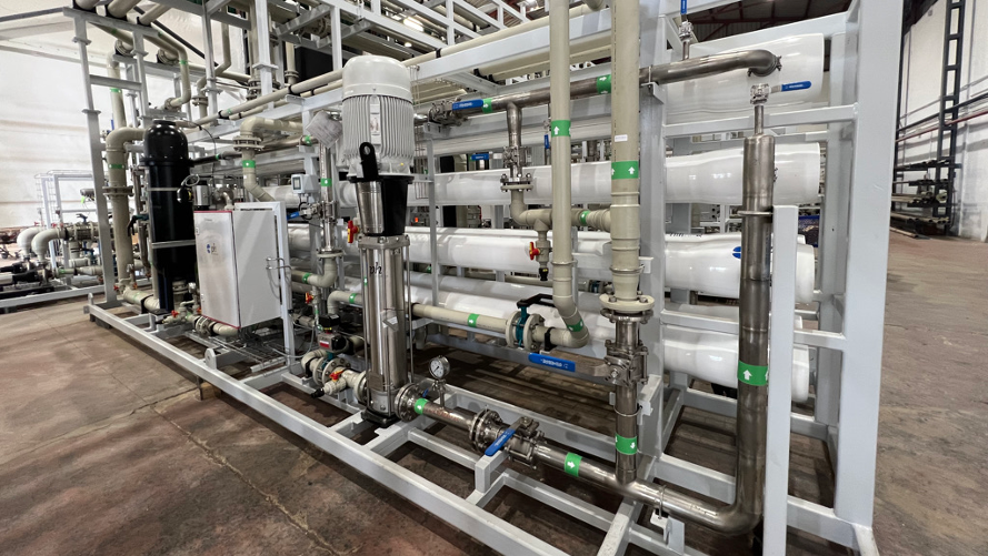 Skid ósmosis inversa 1er paso fabricado a partir de modelo 3D - planta WTP en CCGT de Ostroleka