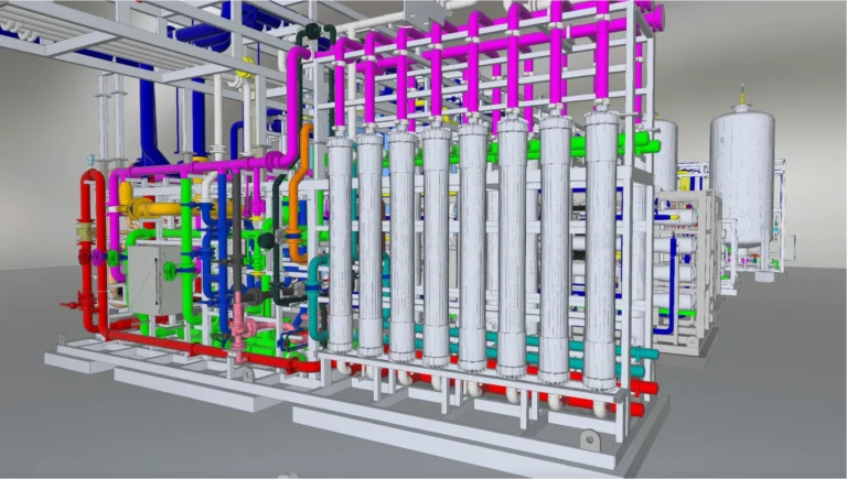 3D de Skid Ultrafiltración - planta de tratamiento de aguas en CCGT de Ostroleka